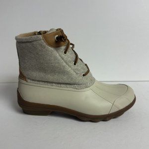 Sperry Women's Saltwater Emboss Wool Boots Ivory Size Size 7 M